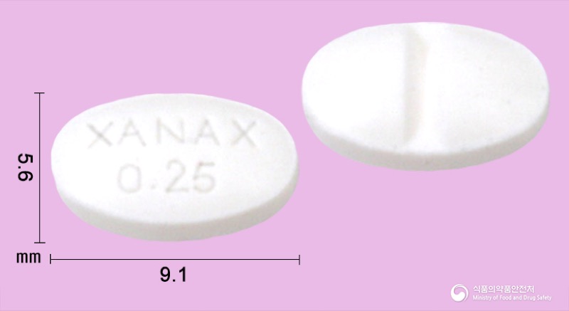 자낙스정0.25밀리그램(알프라졸람), the Alprazolam product sold in Korea, official MFDS photo