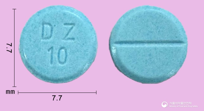 명인디아제팜정10밀리그램, the Diazepam product sold in Korea, official MFDS photo