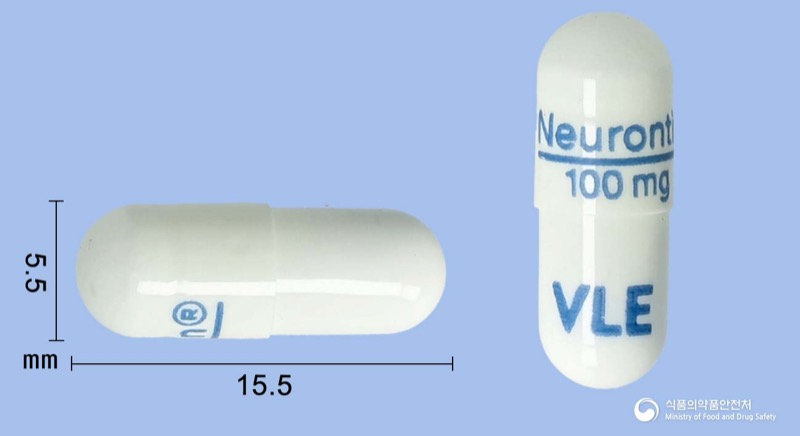 뉴론틴캡슐100밀리그램(가바펜틴), the Gabapentin product sold in Korea, official MFDS photo